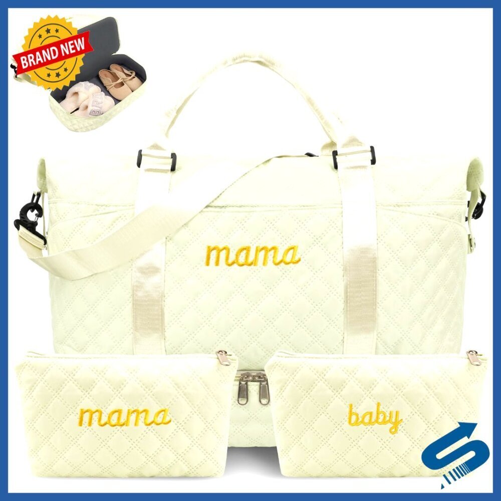 Mama Hospital Bag Set with Shoe Compartment, Waterproof Toiletry Pouches,